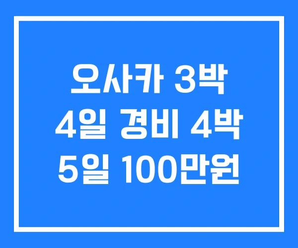 오사카 3박 4일 경비 4박 5일 100만원
