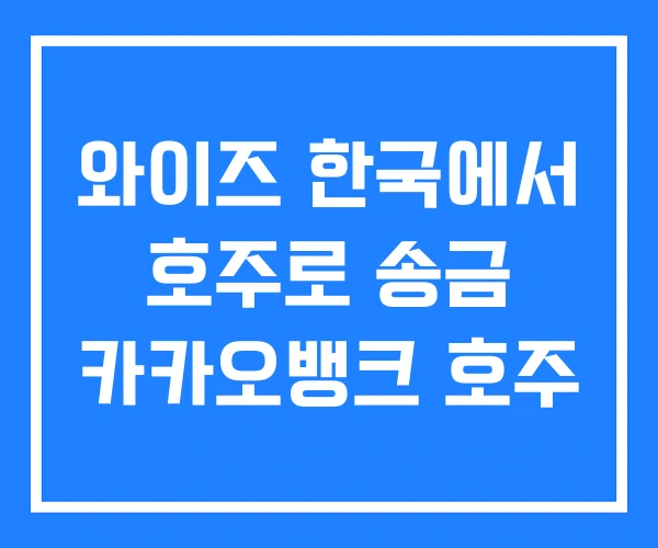 와이즈 한국에서 호주로 송금 카카오뱅크 호주