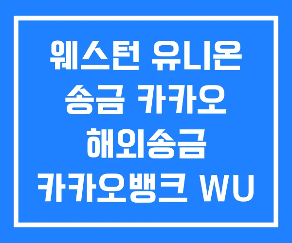 웨스턴 유니온 송금 카카오 해외송금 카카오뱅크 WU