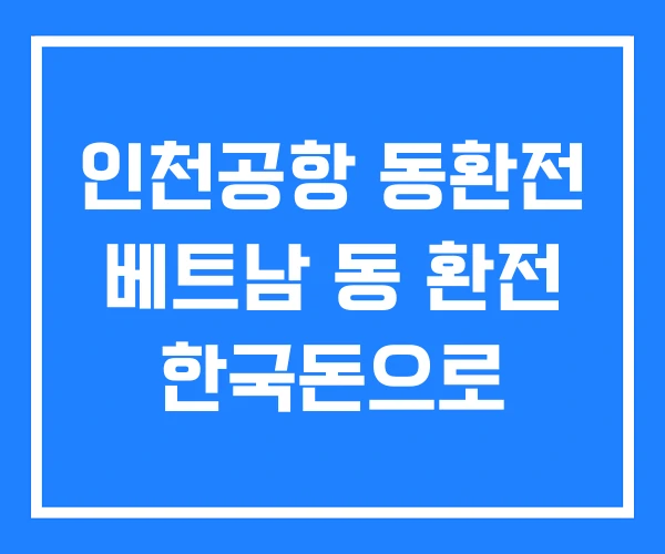 인천공항 동환전 베트남 동 환전 한국돈으로
