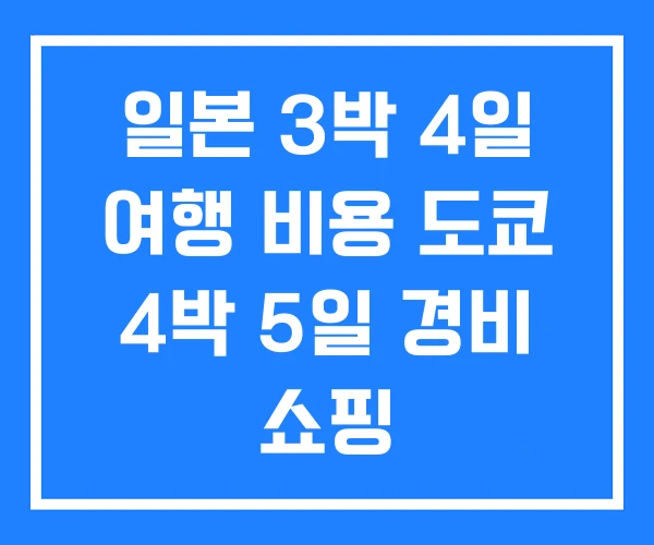 일본 3박 4일 여행 비용 도쿄 4박 5일 경비 쇼핑