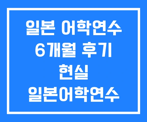 일본 어학연수 6개월 후기 현실 일본어학연수 3개월 비용