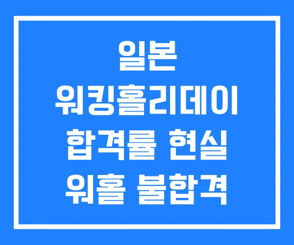 일본 워킹홀리데이 합격률 현실 워홀 불합격 일본 워킹홀리데이 합격률 현실 워홀 불합격