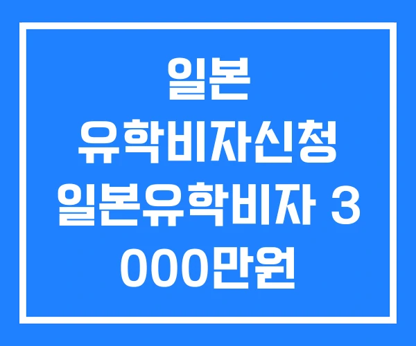 일본 유학비자신청 일본유학비자 3 000만원