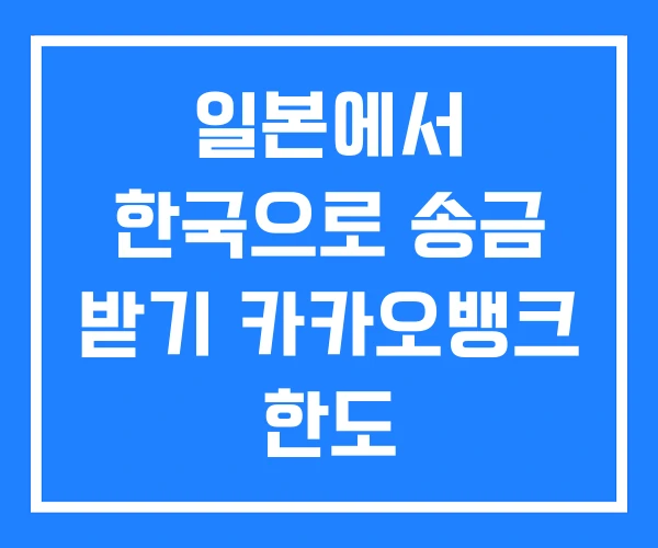 일본에서 한국으로 송금 받기 카카오뱅크 한도