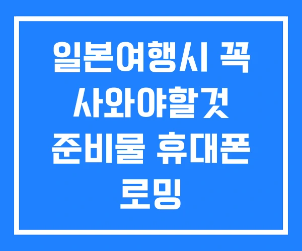 일본여행시 꼭 사와야할것 준비물 휴대폰 로밍
