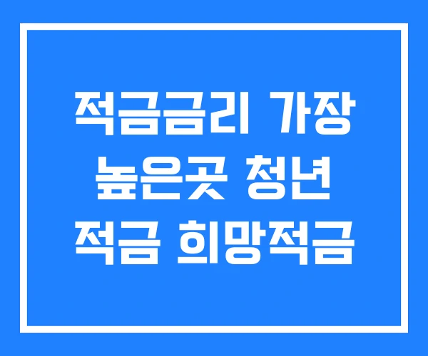 적금금리 가장 높은곳 청년 적금 희망적금 적금금리 가장 높은곳 청년 적금 희망적금