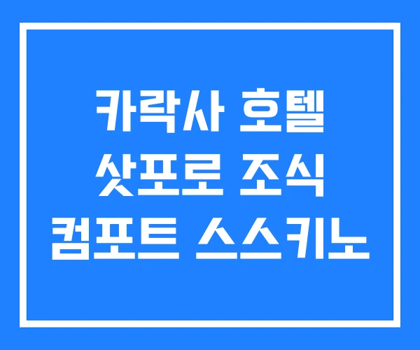 카락사 호텔 삿포로 조식 컴포트 스스키노