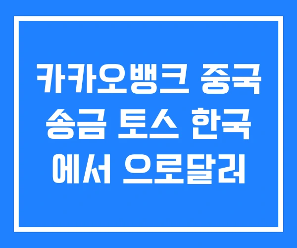 카카오뱅크 중국 송금 토스 한국 에서 으로달러
