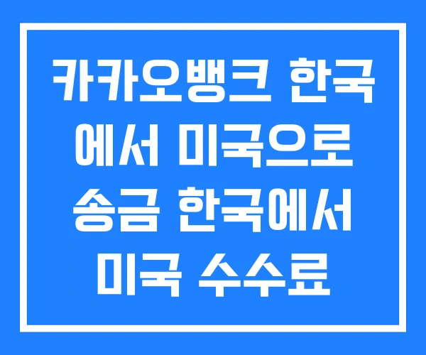 카카오뱅크 한국 에서 미국으로 송금 한국에서 미국 수수료