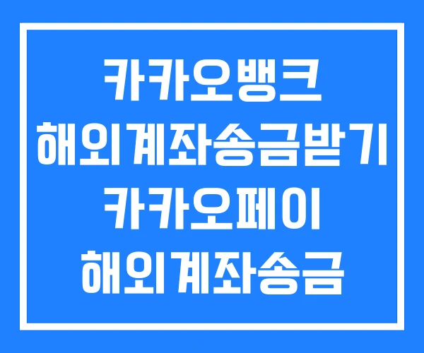 카카오뱅크 해외계좌송금받기 카카오페이 해외계좌송금 토스