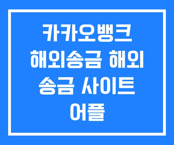 카카오뱅크 해외송금 해외 송금 사이트 어플