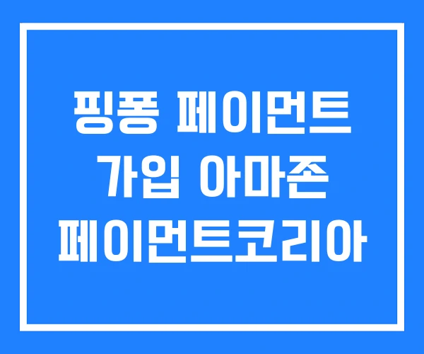핑퐁 페이먼트 가입 아마존 페이먼트코리아