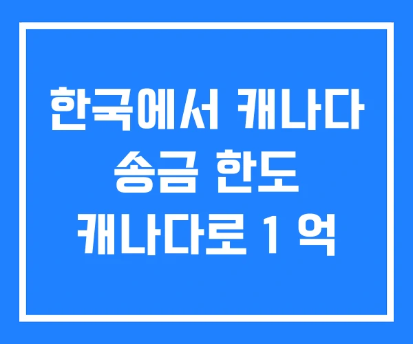 한국에서 캐나다 송금 한도 캐나다로 1 억 한국에서 캐나다 송금 한도 캐나다로 1 억