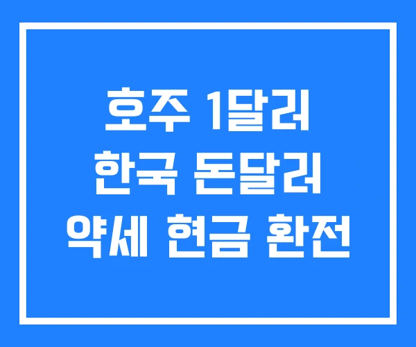 호주 1달러 한국 돈달러 약세 현금 환전